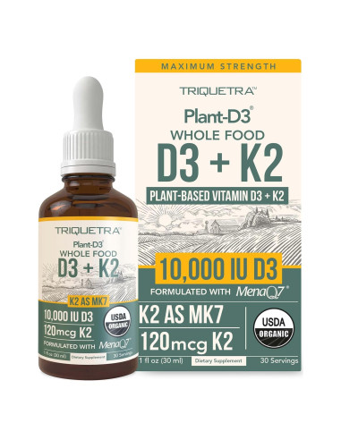 Vitamina D3 K2 Orgánica 10000 IU Triquetra Health 120 mcg