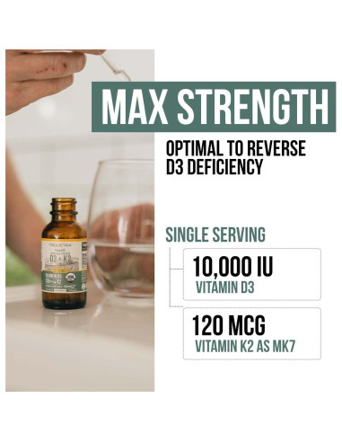 Vitamina D3 K2 Orgánica 10000 IU Triquetra Health 120 mcg