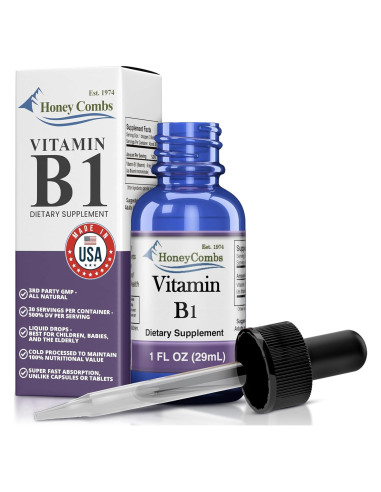 Gotas Líquidas de Vitamina B1 HoneyCombs 29.57 ml Veganas
