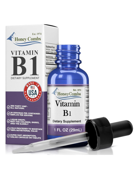 Gotas Líquidas de Vitamina B1 HoneyCombs 29.57 ml Veganas