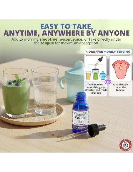 Gotas Líquidas de Vitamina B1 HoneyCombs 29.57 ml Veganas