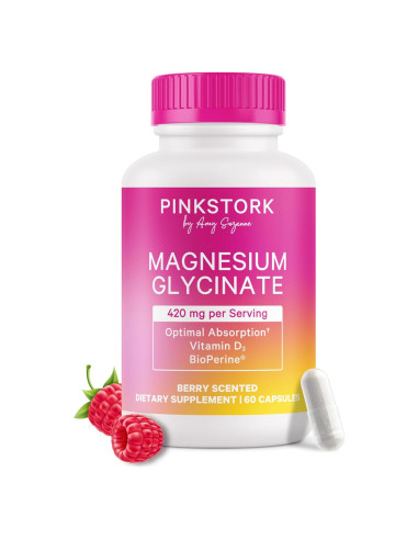 Suplemento de Magnesio Glycinate Pink Stork 60 Cápsulas con Vitamina D