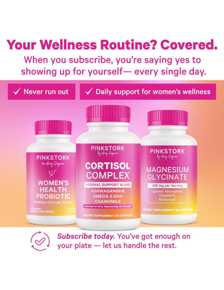 Suplemento de Magnesio Glycinate Pink Stork 60 Cápsulas con Vitamina D