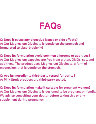 Suplemento de Magnesio Glycinate Pink Stork 60 Cápsulas con Vitamina D