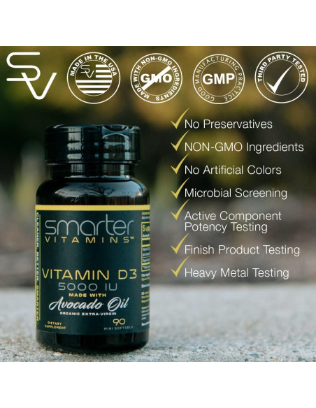 Vitamina D3 5000 UI Smarter en Aceite de Aguacate 90 Mini Gelatinas