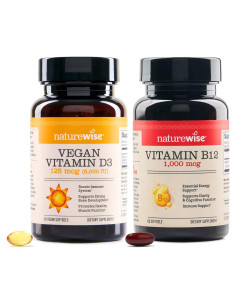 NatureWise Vitamina D3 Vegana 5000 IU + B12 1000 mcg - 60 Gelatinas