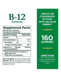 Gomitas de Vitamina B12 Nature's Bounty 500mcg 160 Conteo 2