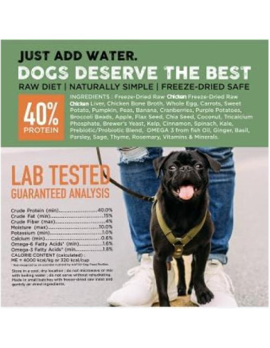 Comida Cruda Deshidratada al Vacío Dieta Natural 1.36 kg Pollo