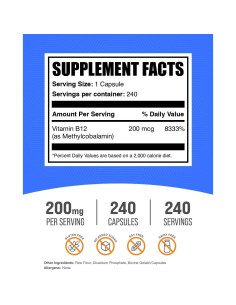 Cápsulas de Vitamina B12 Methylcobalamina BulkSupplements 200mcg 2