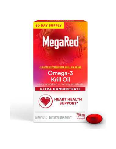 MegaRed Aceite de Kril Antártico 750mg Omega 3 80 Softgels