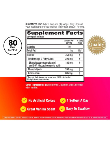 MegaRed Aceite de Kril Antártico 750mg Omega 3 80 Softgels