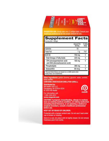 MegaRed Aceite de Kril Antártico 750mg Omega 3 80 Softgels