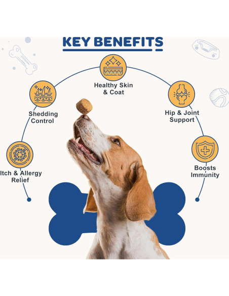 ZEBORA Suplemento de Aceite de Salmón para Perros 120 Masticables