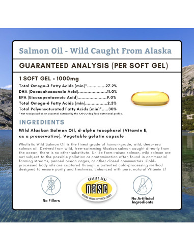 Aceite de Salmón Salvaje Wholistic Pet 500 Geles para Perros