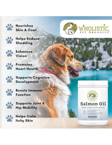 Aceite de Salmón Salvaje Wholistic Pet 500 Geles para Perros