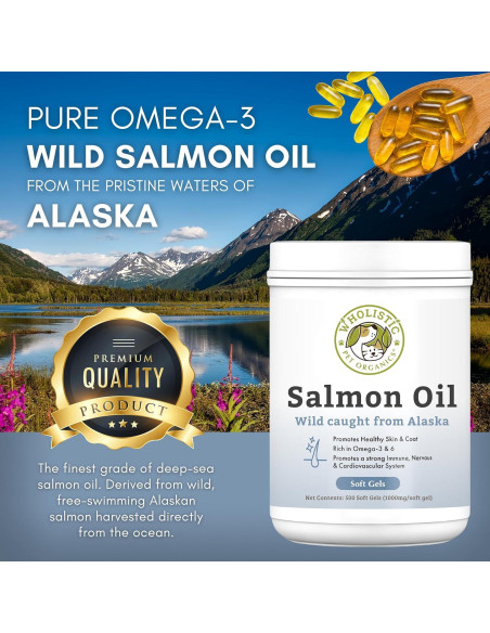 Aceite de Salmón Salvaje Wholistic Pet 500 Geles para Perros