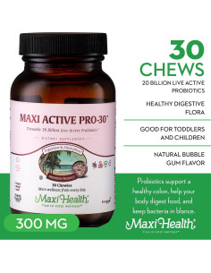 Tabletas Masticables Probioticas Maxi Active Pro 30 Sabor Chicle 2