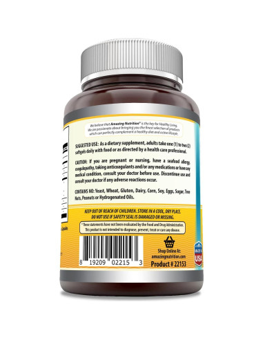 Aceite de Hígado de Bacalao Noruego Amazing Omega 1000 Mg - 120 Cápsulas Blandas