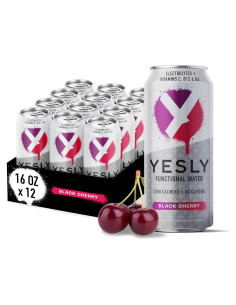 Agua Funcional Yesly Cereza Negra 12 Latas 473ml Sin Azúcar