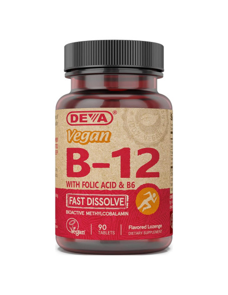 Suplemento Vegano B12 Deva 1000 mcg - 90 Tabletas Disolventes