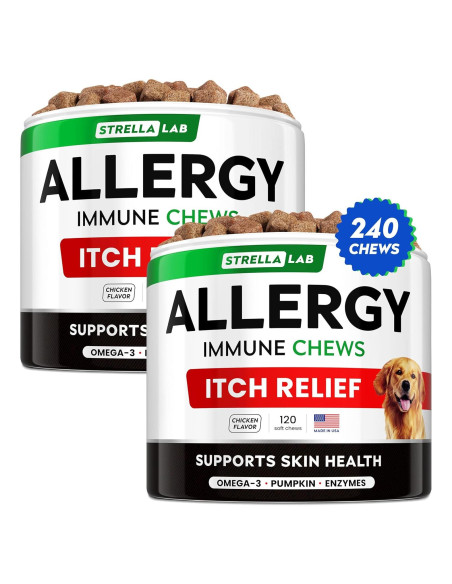 Masticables para Alergias en Perros StrellaLab 240 Ct - Omega 3