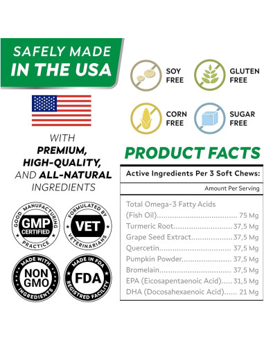 Masticables para Alergias en Perros StrellaLab 240 Ct - Omega 3