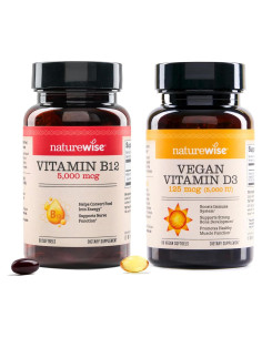 NatureWise Vitamina B12 5000 mcg + D3 Vegana 5000 IU - 60 Gelatinas