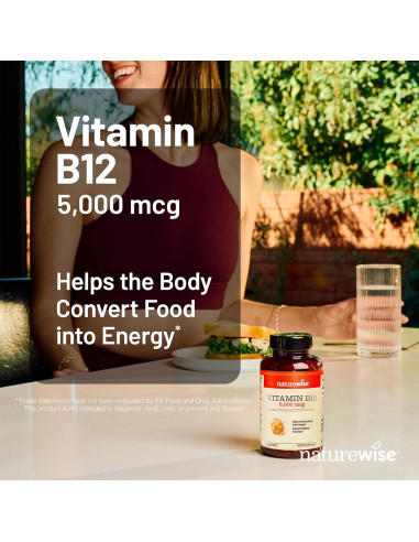 NatureWise Vitamina B12 5000 mcg + D3 Vegana 5000 IU - 60 Gelatinas