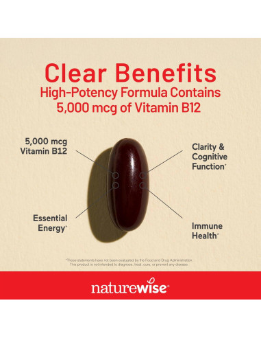 NatureWise Vitamina B12 5000 mcg + D3 Vegana 5000 IU - 60 Gelatinas
