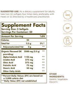 Aceite de Semilla de Lino Solgar 1250 mg - 100 Cápsulas Blandas 2