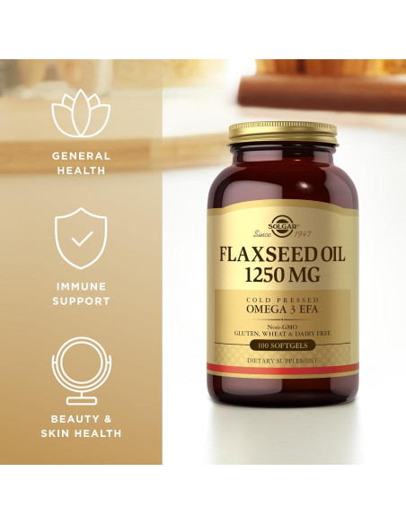 Aceite de Semilla de Lino Solgar 1250 mg - 100 Cápsulas Blandas