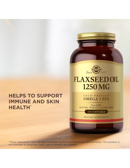 Aceite de Semilla de Lino Solgar 1250 mg - 100 Cápsulas Blandas