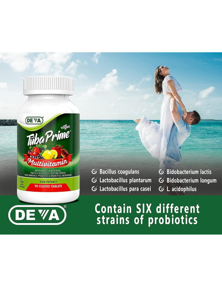 Multivitamina Vegana Deva Tuba Prime 90 Tabletas - Alta Potencia