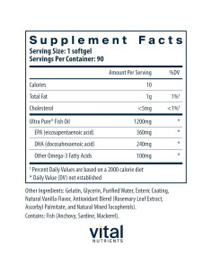 Aceite de Pescado Omega-3 Vital Nutrients 700mg 90 Cápsulas 2
