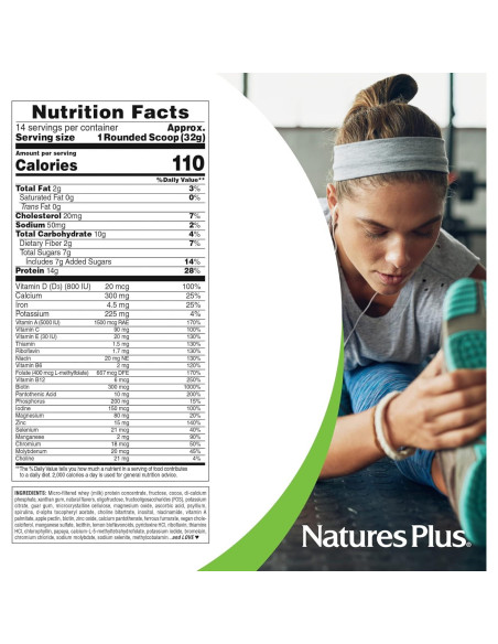 Batido de Proteína de Suero Natures Plus SPIRU-TEIN Chocolate 450g