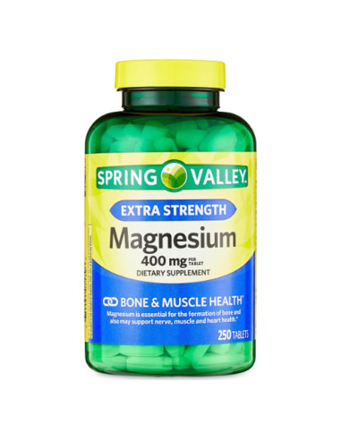 Suplemento de Magnesio 400mg Genérico - 250 Tabletas para Huesos y Músculos