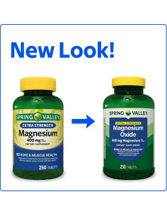 Suplemento de Magnesio 400mg Genérico - 250 Tabletas para Huesos y Músculos 2