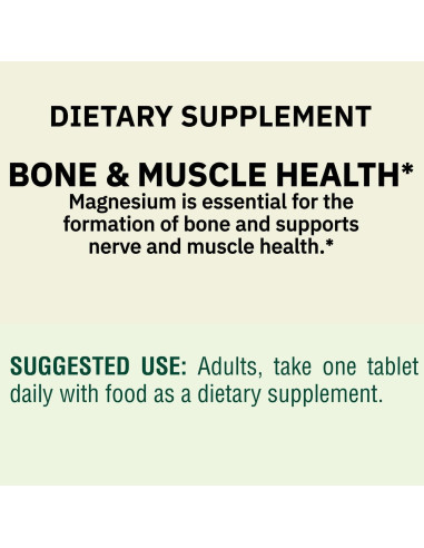 Suplemento de Magnesio 400mg Genérico - 250 Tabletas para Huesos y Músculos