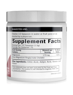 Polvo de Bisglicinato de Magnesio Kirkman 113.4 g - Relajante Muscular 2