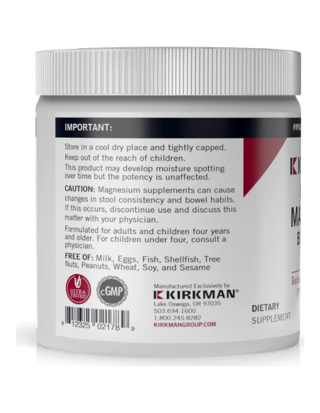 Polvo de Bisglicinato de Magnesio Kirkman 113.4 g - Relajante Muscular