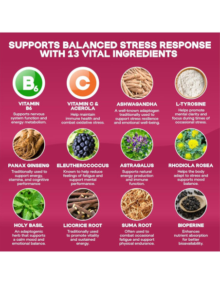 Suplemento de Cortisol y Estado de Ánimo Ashwagandha 120 Cápsulas