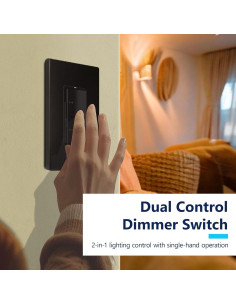 Interruptor Regulador Doble LIDER LED Negro 1 Polo Sin Neutro 2