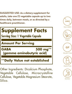 Solgar GABA 500 mg - 100 Cápsulas Vegetales - Relajación 2