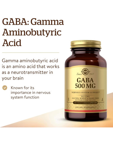 Solgar GABA 500 mg - 100 Cápsulas Vegetales - Relajación