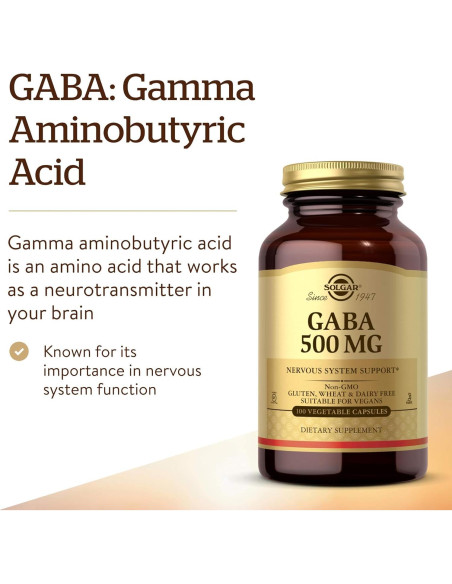 Solgar GABA 500 mg - 100 Cápsulas Vegetales - Relajación