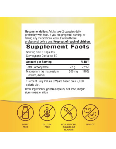 Complejo de Magnesio Nature's Way 100 Cápsulas - Relajación Muscular