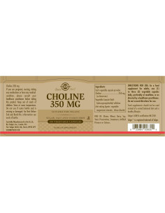 Suplemento de Colina Solgar 350 mg - 100 Cápsulas Veganas 2