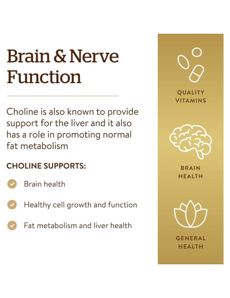 Suplemento de Colina Solgar 350 mg - 100 Cápsulas Veganas