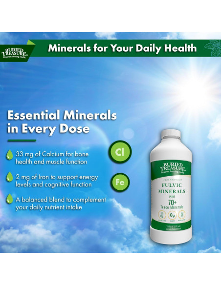 Minerales Fulvicos Puros Buried Treasure 33 oz 70+ Minerales Traza