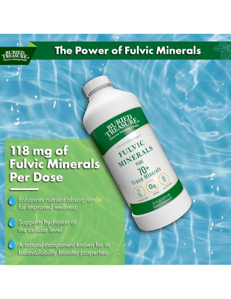 Minerales Fulvicos Puros Buried Treasure 33 oz 70+ Minerales Traza